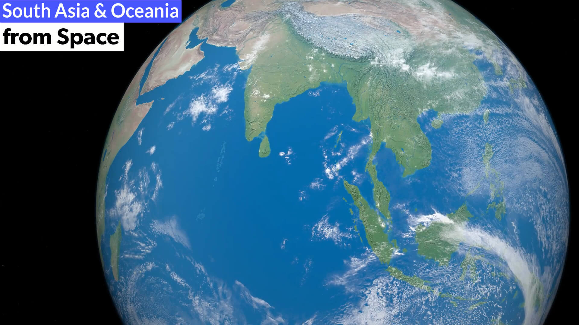 South Asia and Oceania from Space